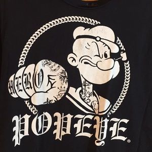 Black graphic T-shirt; tweaked withSide slits